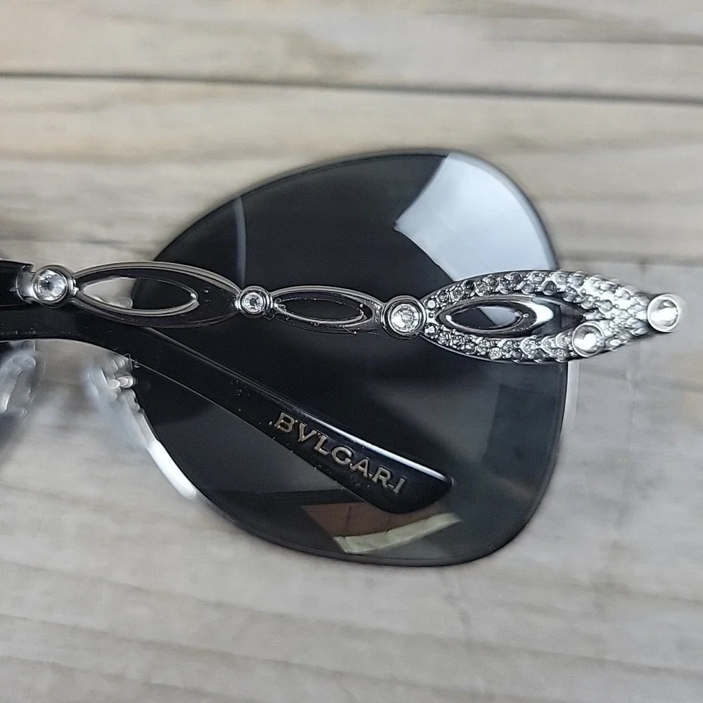 BVLGARI Gunmetal‎ Grey Ellipse Crystal Sunglasses BV 6025-B 103/87
